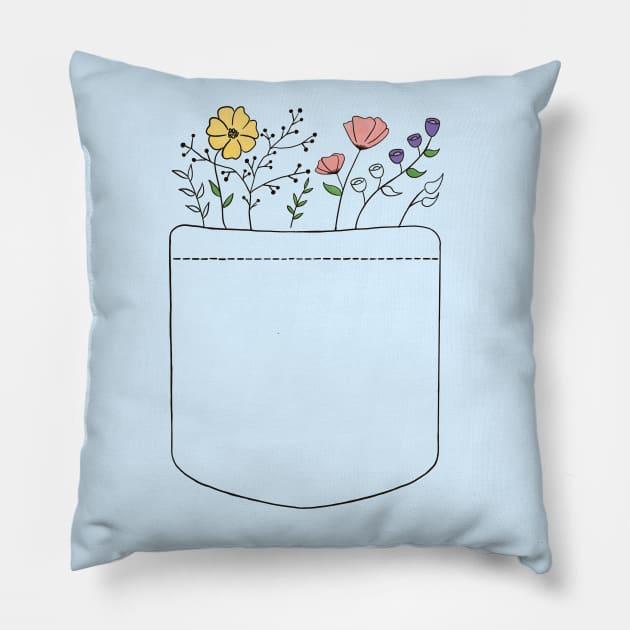 Wildflowers, Pocket Full of Posies Pillow by awesomesaucebysandy