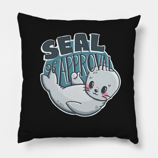 “Seal of Approval” cute retro Kawaii seal Pillow by CyndiCarlson