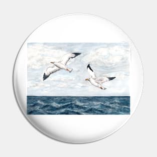 Seagulls over the sea Pin