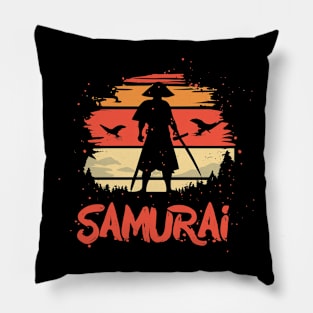 Samurai Warrior Vintage Retro Design Pillow