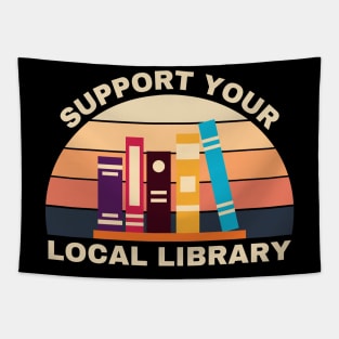 Support your local library vintage retro Tapestry