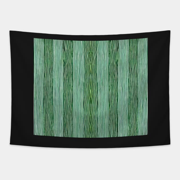 Green And White Vertical Striped - Spruce Green Aesthetic Lines Tapestry by BubbleMench