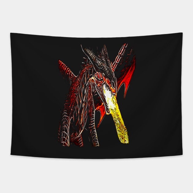 Toothless Fire Breathing Night Fury Fractal Dragon Design Tapestry by LuckDragonGifts