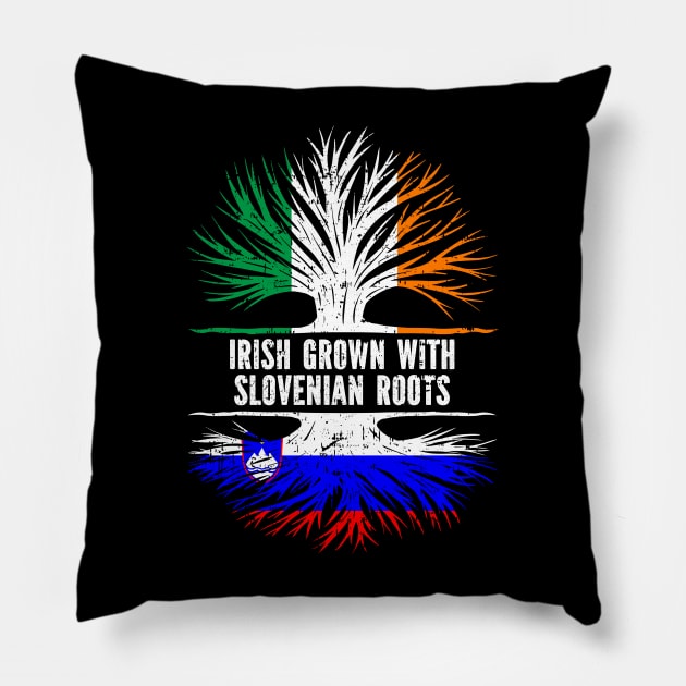 Irish Grown With Slovenian Roots Ireland Flag Pillow by silvercoin