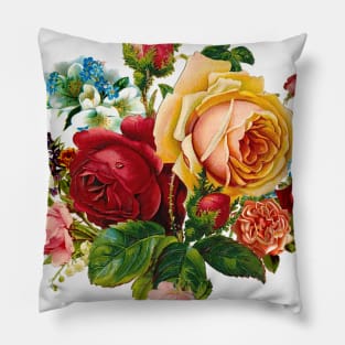 Romantic Rose Bouquet & Butterflies Pillow