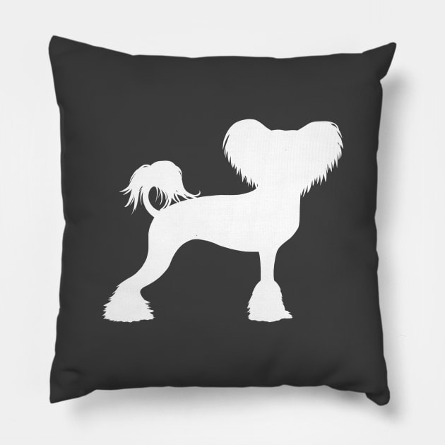 White Chinese Crested Dog Silhouette Pillow by Coffee Squirrel