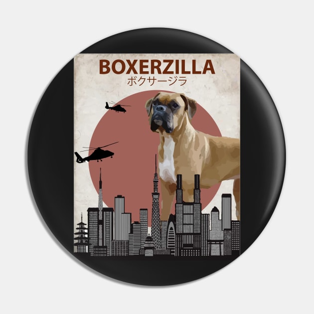 Boxerzilla - Boxer Dog Giant Monster Pin by Animalzilla