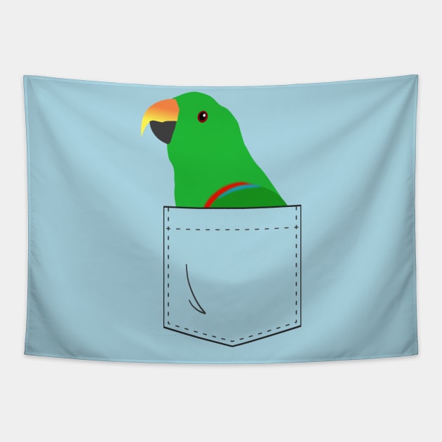 Eclectus Male Parrot In Your Front Pocket Tapestry by Einstein Parrot