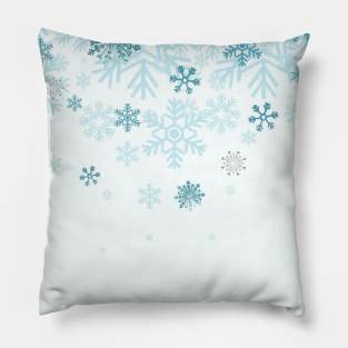 Blue and white snowflakes in winter - simple design Pillow