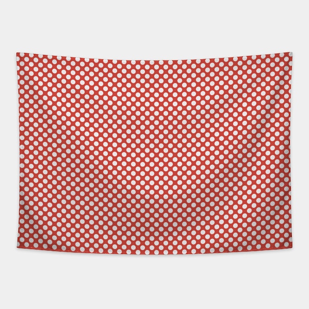 White Circles on Red Background Design Pattern Tapestry by Rengaw Designs