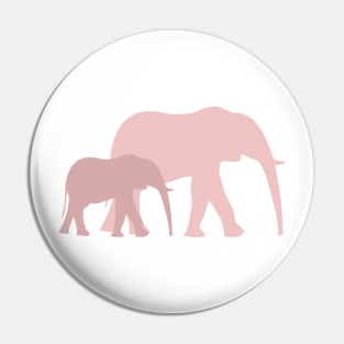 Pink Elephant Family - Mama Elephant & Baby Elephant Pin