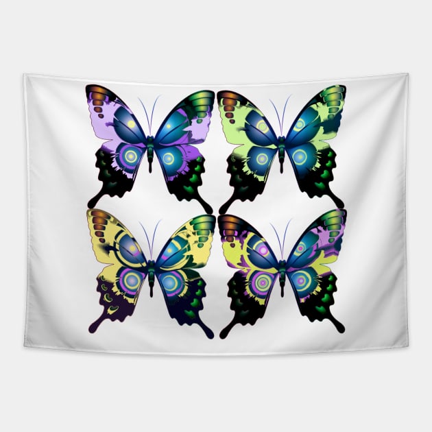 Exquisite Colorful Morpho Butterflies in Graphic Design Tapestry by Nisuris Art