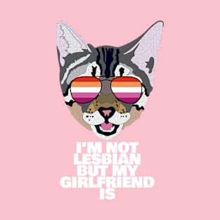 I'M NOT LESBIAN BUT MY GIRLFRIEND IS - Cute Cat Sunglasses Lesbian Pride Flag T-Shirt