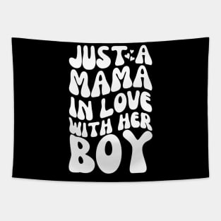 Mama's Boy Funny Mom Groovy Tapestry