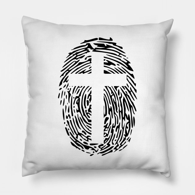 jesus-christ-team jesus- religious - gift - cross fingerprint Pillow by shirts.for.passions