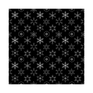 Assorted Snowflakes on Black T-Shirt