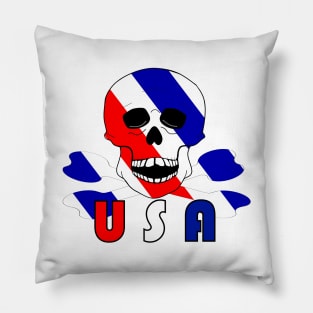 USA Skull And Bones For The Fourth Of July Pillow