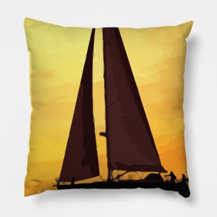 Artistic Boat in the River Pillow