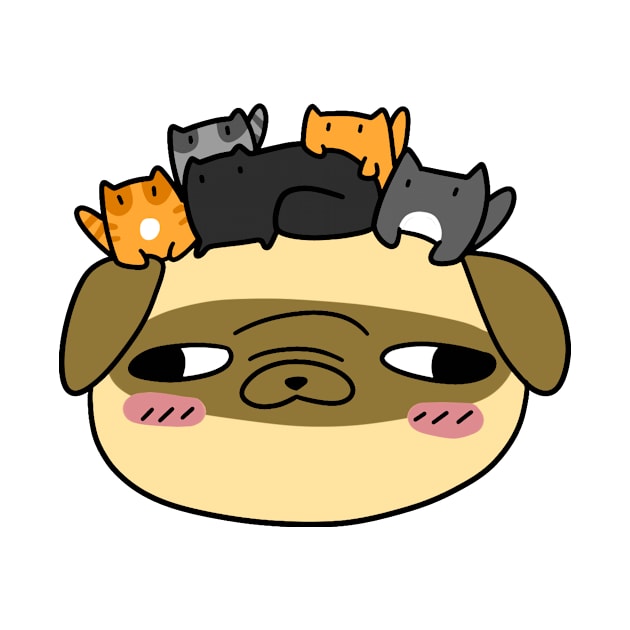 Pug Face with Kittens by saradaboru