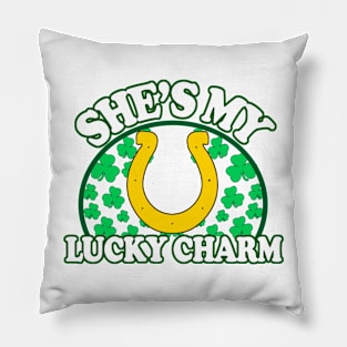 Shes My Lucky Charm - St Patricks Day Couples Shirts, Funny, Inappropriate Offensive St Patricks Day Drinking Team Shirt, Irish Pride, Irish Drinking Squad St Patricks Day 2018, St Pattys Day, St Patricks Day Shirts Pillow