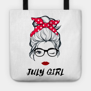 July Girl Woman Lady Wink Eye  Face Birthday Gift Tote