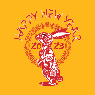 Chinese New Year 2023 Happy Red Rabbit with flowers T-Shirt