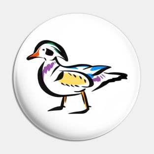 Wood Duck Colorful Cute Pin