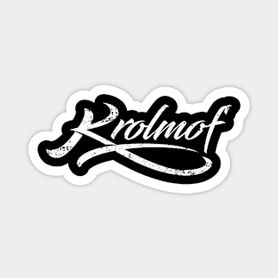 Krolmof White Vintage Text Magnet