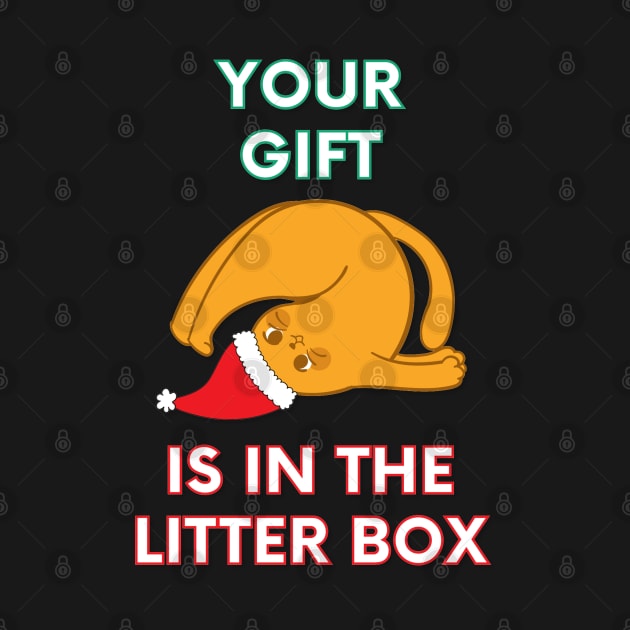 Your Gift is in the Litter Box - Funny Christmas Cat (Dark) by applebubble