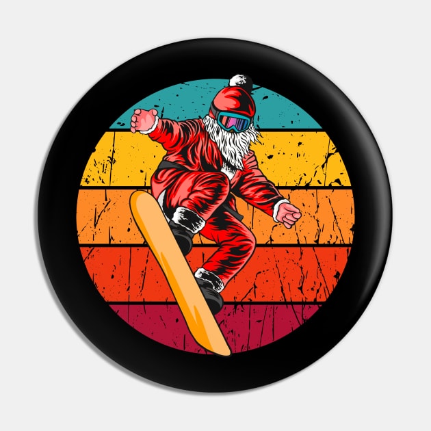 Vintage rad Santa Claus snowboarding Pin by Geoji 