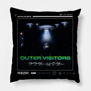 Space Alien UFO World Invasion Pillow