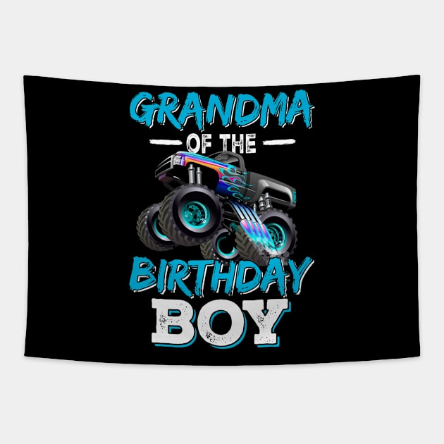 Grandma of the Birthday Boy Monster Truck Birthday Tapestry by Tn Haryadiole