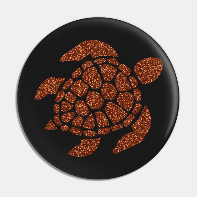 Dark Orange Faux Glitter Turtle Pin by Felicity-K