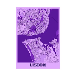 Lisbon - Portugal Lavender City Map T-Shirt