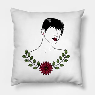 cool girl with short hair Pillow