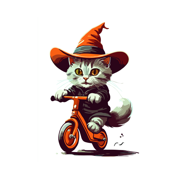 cat riding bicycle by Maria Murtaza