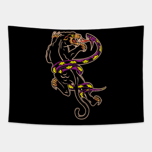 Traditional Tattoo Panther and Snake Tapestry