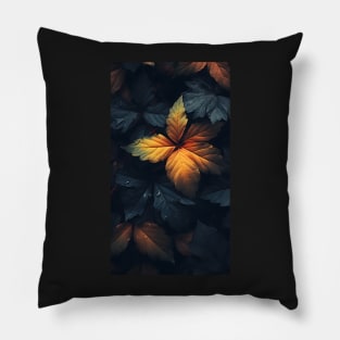 Beautiful fall leaves in surreal colors washed in rain ! Pillow