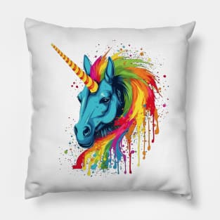 Colourful Unicorn with Rainbow Mane Pillow