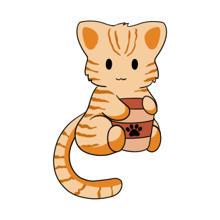 Orange Tabby Cat with Coffee T-Shirt