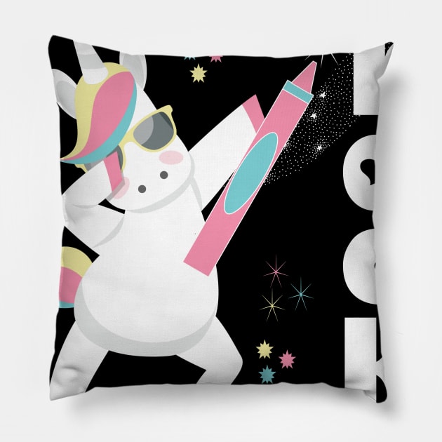 Dabbing Unicorn Ready To Rock Pre-School 1st Day Of School Pillow by Kimmicsts