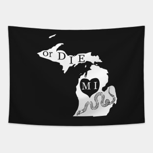 Love MI or DIE aka Love Michigan or Die - Monocolor Version Tapestry