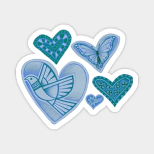 Love makes hearts take flight - moody blue Magnet