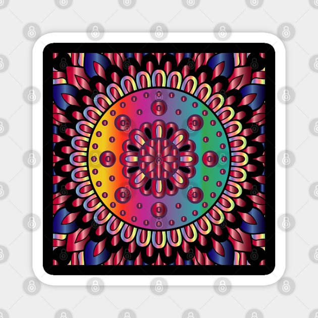 colorful mandala pattern Magnet by Eric Okore