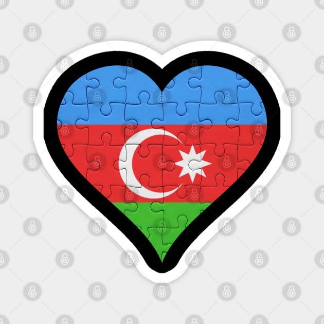 Azerbaijani Jigsaw Puzzle Heart Design - Gift for Azerbaijani With Azerbaijan Roots Magnet by Country Flags