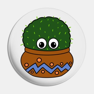 Cute Cactus Design #262: Big Round Cactus In Nice Jar Pin