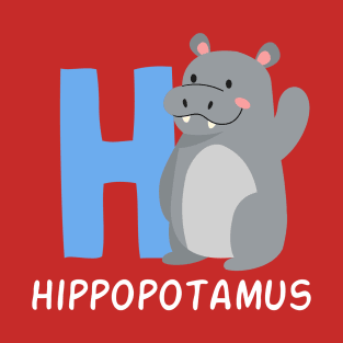 Alphabet H Hippopotamus Funny T-Shirt