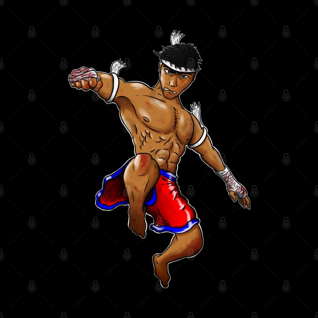 Muay Thai Flying Knee by YijArt