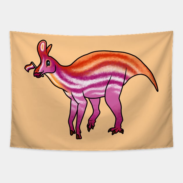 LESBIosaurus Prideosaur - Pride Month Gender Fluid Flag Dinosaur Tapestry by saradrawspaleo