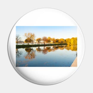 Charles River and city beyond Storrow Lagoon landscape Pin